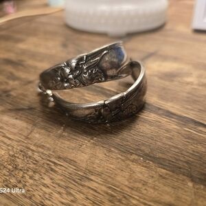 Floral Silver Cuff Bracelets